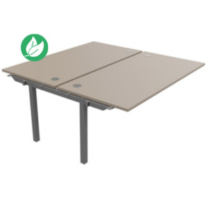 Bureau droit partagé 2 postes Burocolor - Suivant - L.160 x P.163 cm - Plateau Argile - Pieds Aluminium Bureau droit partagé 2 postes Burocolor - Suivant - L.160 x P.163 cm - Plateau Argile - Pieds Aluminium