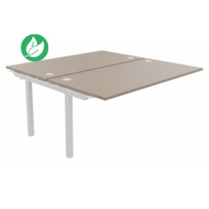 Bureau droit partagé 2 postes Burocolor - Suivant - L.160 x P.163 cm - Plateau Argile - Pieds Blanc Bureau droit partagé 2 postes Burocolor - Suivant - L.160 x P.163 cm - Plateau Argile - Pieds Blanc