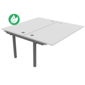 Bureau droit partagé 2 postes Burocolor - Suivant - L.160 x P.163 cm - Plateau Blanc - Pieds Aluminium Bureau droit partagé 2 postes Burocolor - Suivant - L.160 x P.163 cm - Plateau Blanc - Pieds Aluminium