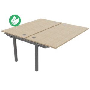 Bureau droit partagé 2 postes Burocolor - Suivant - L.160 x P.163 cm - Plateau Chêne - Pieds Aluminium Bureau droit partagé 2 postes Burocolor - Suivant - L.160 x P.163 cm - Plateau Chêne - Pieds Aluminium