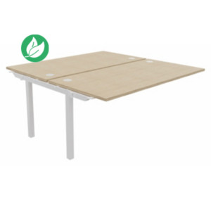 Bureau droit partagé 2 postes Burocolor - Suivant - L.160 x P.163 cm - Plateau Chêne - Pieds Blanc Bureau droit partagé 2 postes Burocolor - Suivant - L.160 x P.163 cm - Plateau Chêne - Pieds Blanc