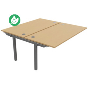 Bureau droit partagé 2 postes Burocolor - Suivant - L.160 x P.163 cm - Plateau Hêtre - Pieds Aluminium Bureau droit partagé 2 postes Burocolor - Suivant - L.160 x P.163 cm - Plateau Hêtre - Pieds Aluminium