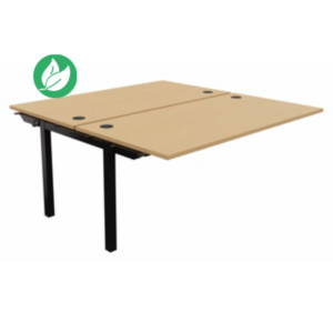 Bureau droit partagé 2 postes Burocolor - Suivant - L.160 x P.163 cm - Plateau Hêtre - Pieds Noir Bureau droit partagé 2 postes Burocolor - Suivant - L.160 x P.163 cm - Plateau Hêtre - Pieds Noir