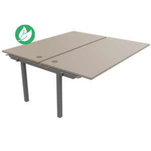 Bureau droit partagé 2 postes Burocolor - Suivant - L.180 x P.163 cm - Plateau Argile - Pieds Aluminium Bureau droit partagé 2 postes Burocolor - Suivant - L.180 x P.163 cm - Plateau Argile - Pieds Aluminium