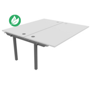Bureau droit partagé 2 postes Burocolor - Suivant - L.180 x P.163 cm - Plateau Blanc - Pieds Aluminium Bureau droit partagé 2 postes Burocolor - Suivant - L.180 x P.163 cm - Plateau Blanc - Pieds Aluminium