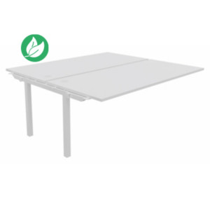 Bureau droit partagé 2 postes Burocolor - Suivant - L.180 x P.163 cm - Plateau Blanc - Pieds Blanc Bureau droit partagé 2 postes Burocolor - Suivant - L.180 x P.163 cm - Plateau Blanc - Pieds Blanc