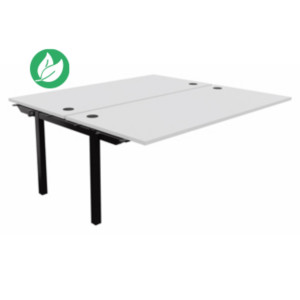 Bureau droit partagé 2 postes Burocolor - Suivant - L.180 x P.163 cm - Plateau Blanc - Pieds Noir Bureau droit partagé 2 postes Burocolor - Suivant - L.180 x P.163 cm - Plateau Blanc - Pieds Noir