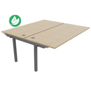Bureau droit partagé 2 postes Burocolor - Suivant - L.180 x P.163 cm - Plateau Chêne - Pieds Aluminium Bureau droit partagé 2 postes Burocolor - Suivant - L.180 x P.163 cm - Plateau Chêne - Pieds Aluminium