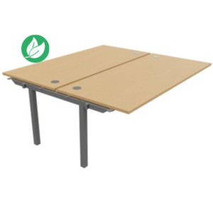 Bureau droit partagé 2 postes Burocolor - Suivant - L.180 x P.163 cm - Plateau Hêtre - Pieds Aluminium Bureau droit partagé 2 postes Burocolor - Suivant - L.180 x P.163 cm - Plateau Hêtre - Pieds Aluminium