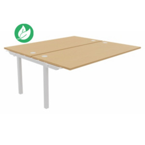 Bureau droit partagé 2 postes Burocolor - Suivant - L.180 x P.163 cm - Plateau Hêtre - Pieds Blanc Bureau droit partagé 2 postes Burocolor - Suivant - L.180 x P.163 cm - Plateau Hêtre - Pieds Blanc