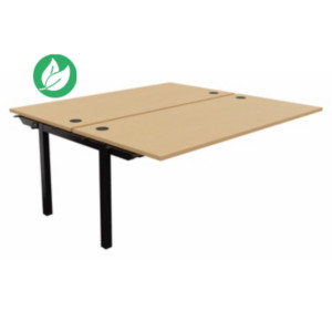 Bureau droit partagé 2 postes Burocolor - Suivant - L.180 x P.163 cm - Plateau Hêtre - Pieds Noir Bureau droit partagé 2 postes Burocolor - Suivant - L.180 x P.163 cm - Plateau Hêtre - Pieds Noir