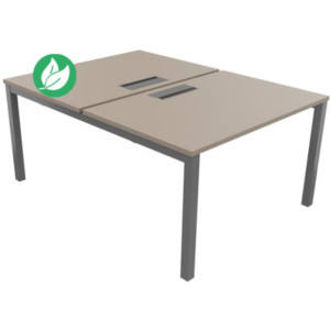 Bureau droit partagé 2 postes Burocolor avec trappe d'accès - Départ - L.120 x P.163 cm - Plateau Argile - Pieds Aluminium Bureau droit partagé 2 postes Burocolor avec trappe d'accès - Départ - L.120 x P.163 cm - Plateau Argile - Pieds Aluminium