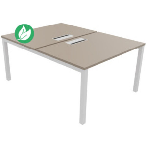 Bureau droit partagé 2 postes Burocolor avec trappe d'accès - Départ - L.120 x P.163 cm - Plateau Argile - Pieds Blanc Bureau droit partagé 2 postes Burocolor avec trappe d'accès - Départ - L.120 x P.163 cm - Plateau Argile - Pieds Blanc