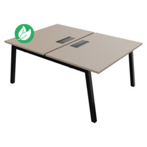 Bureau droit partagé 2 postes Burocolor A avec trappe d'accès - Départ - L.120 x P.163 cm - Plateau Argile - Pieds Noir Bureau droit partagé 2 postes Burocolor A avec trappe d'accès - Départ - L.120 x P.163 cm - Plateau Argile - Pieds Noir