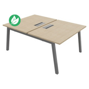 Bureau droit partagé 2 postes Burocolor A avec trappe d'accès - Départ - L.120 x P.163 cm - Plateau Chêne - Pieds Aluminium Bureau droit partagé 2 postes Burocolor A avec trappe d'accès - Départ - L.120 x P.163 cm - Plateau Chêne - Pieds Aluminium