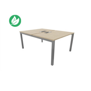Bureau droit partagé 2 postes Burocolor avec trappe d'accès - Départ - L.120 x P.163 cm - Plateau Chêne - Pieds Aluminium Bureau droit partagé 2 postes Burocolor avec trappe d'accès - Départ - L.120 x P.163 cm - Plateau Chêne - Pieds Aluminium