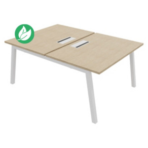 Bureau droit partagé 2 postes Burocolor A avec trappe d'accès - Départ - L.120 x P.163 cm - Plateau Chêne - Pieds Blanc Bureau droit partagé 2 postes Burocolor A avec trappe d'accès - Départ - L.120 x P.163 cm - Plateau Chêne - Pieds Blanc