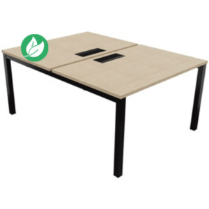 Bureau droit partagé 2 postes Burocolor avec trappe d'accès - Départ - L.120 x P.163 cm - Plateau Chêne - Pieds Noir Bureau droit partagé 2 postes Burocolor avec trappe d'accès - Départ - L.120 x P.163 cm - Plateau Chêne - Pieds Noir