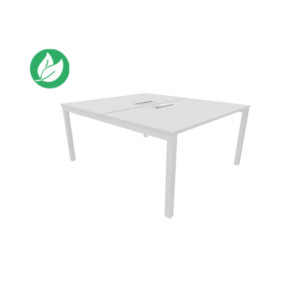 Bureau droit partagé 2 postes Burocolor avec trappe d'accès - Départ - L.140 x P.163 cm - Plateau Blanc - Pieds Blanc Bureau droit partagé 2 postes Burocolor avec trappe d'accès - Départ - L.140 x P.163 cm - Plateau Blanc - Pieds Blanc