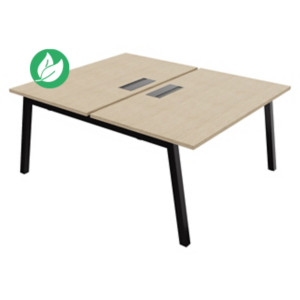 Bureau droit partagé 2 postes Burocolor A avec trappe d'accès - Départ - L.140 x P.163 cm - Plateau Chêne - Pieds Noir Bureau droit partagé 2 postes Burocolor A avec trappe d'accès - Départ - L.140 x P.163 cm - Plateau Chêne - Pieds Noir