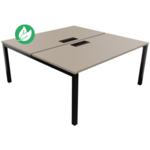 Bureau droit partagé 2 postes Burocolor avec trappe d'accès - Départ - L.160 x P.163 cm - Plateau Argile - Pieds Noir Bureau droit partagé 2 postes Burocolor avec trappe d'accès - Départ - L.160 x P.163 cm - Plateau Argile - Pieds Noir