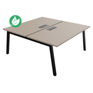 Bureau droit partagé 2 postes Burocolor A avec trappe d'accès - Départ - L.160 x P.163 cm - Plateau Argile - Pieds Noir Bureau droit partagé 2 postes Burocolor A avec trappe d'accès - Départ - L.160 x P.163 cm - Plateau Argile - Pieds Noir