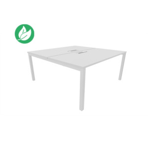Bureau droit partagé 2 postes Burocolor avec trappe d'accès - Départ - L.160 x P.163 cm - Plateau Blanc - Pieds Blanc Bureau droit partagé 2 postes Burocolor avec trappe d'accès - Départ - L.160 x P.163 cm - Plateau Blanc - Pieds Blanc