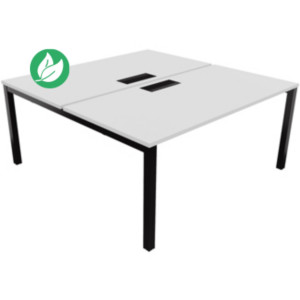 Bureau droit partagé 2 postes Burocolor avec trappe d'accès - Départ - L.160 x P.163 cm - Plateau Blanc - Pieds Noir Bureau droit partagé 2 postes Burocolor avec trappe d'accès - Départ - L.160 x P.163 cm - Plateau Blanc - Pieds Noir