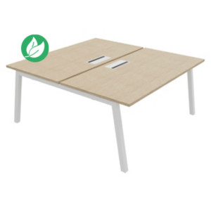 Bureau droit partagé 2 postes Burocolor A avec trappe d'accès - Départ - L.160 x P.163 cm - Plateau Chêne - Pieds Blanc Bureau droit partagé 2 postes Burocolor A avec trappe d'accès - Départ - L.160 x P.163 cm - Plateau Chêne - Pieds Blanc