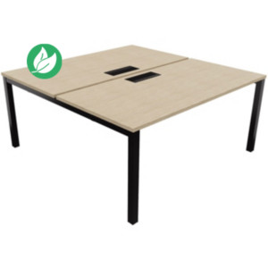 Bureau droit partagé 2 postes Burocolor avec trappe d'accès - Départ - L.160 x P.163 cm - Plateau Chêne - Pieds Noir Bureau droit partagé 2 postes Burocolor avec trappe d'accès - Départ - L.160 x P.163 cm - Plateau Chêne - Pieds Noir