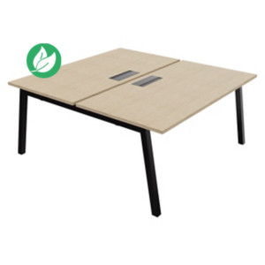 Bureau droit partagé 2 postes Burocolor A avec trappe d'accès - Départ - L.160 x P.163 cm - Plateau Chêne - Pieds Noir Bureau droit partagé 2 postes Burocolor A avec trappe d'accès - Départ - L.160 x P.163 cm - Plateau Chêne - Pieds Noir