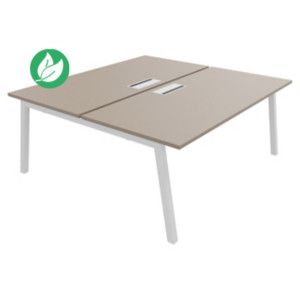 Bureau droit partagé 2 postes Burocolor A avec trappe d'accès - Départ - L.180 x P.163 cm - Plateau Argile - Pieds Blanc Bureau droit partagé 2 postes Burocolor A avec trappe d'accès - Départ - L.180 x P.163 cm - Plateau Argile - Pieds Blanc