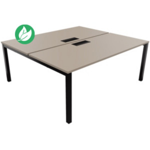 Bureau droit partagé 2 postes Burocolor avec trappe d'accès - Départ - L.180 x P.163 cm - Plateau Argile - Pieds Noir Bureau droit partagé 2 postes Burocolor avec trappe d'accès - Départ - L.180 x P.163 cm - Plateau Argile - Pieds Noir