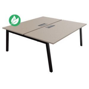 Bureau droit partagé 2 postes Burocolor A avec trappe d'accès - Départ - L.180 x P.163 cm - Plateau Argile - Pieds Noir Bureau droit partagé 2 postes Burocolor A avec trappe d'accès - Départ - L.180 x P.163 cm - Plateau Argile - Pieds Noir