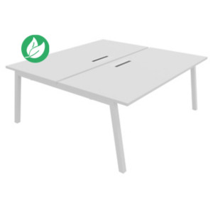 Bureau droit partagé 2 postes Burocolor A avec trappe d'accès - Départ - L.180 x P.163 cm - Plateau Blanc - Pieds Blanc Bureau droit partagé 2 postes Burocolor A avec trappe d'accès - Départ - L.180 x P.163 cm - Plateau Blanc - Pieds Blanc