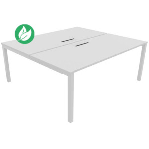 Bureau droit partagé 2 postes Burocolor avec trappe d'accès - Départ - L.180 x P.163 cm - Plateau Blanc - Pieds Blanc Bureau droit partagé 2 postes Burocolor avec trappe d'accès - Départ - L.180 x P.163 cm - Plateau Blanc - Pieds Blanc