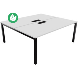 Bureau droit partagé 2 postes Burocolor avec trappe d'accès - Départ - L.180 x P.163 cm - Plateau Blanc - Pieds Noir Bureau droit partagé 2 postes Burocolor avec trappe d'accès - Départ - L.180 x P.163 cm - Plateau Blanc - Pieds Noir