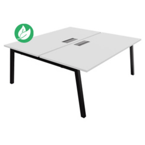 Bureau droit partagé 2 postes Burocolor A avec trappe d'accès - Départ - L.180 x P.163 cm - Plateau Blanc - Pieds Noir Bureau droit partagé 2 postes Burocolor A avec trappe d'accès - Départ - L.180 x P.163 cm - Plateau Blanc - Pieds Noir