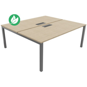 Bureau droit partagé 2 postes Burocolor avec trappe d'accès - Départ - L.180 x P.163 cm - Plateau Chêne - Pieds Aluminium Bureau droit partagé 2 postes Burocolor avec trappe d'accès - Départ - L.180 x P.163 cm - Plateau Chêne - Pieds Aluminium