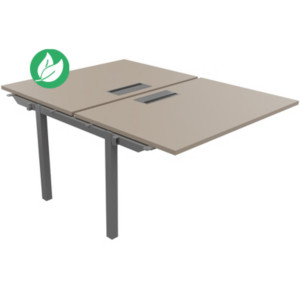Bureau droit partagé 2 postes Burocolor avec trappe d'accès - Suivant - L.120 x P.163 cm - Plateau Argile - Pieds Aluminium Bureau droit partagé 2 postes Burocolor avec trappe d'accès - Suivant - L.120 x P.163 cm - Plateau Argile - Pieds Aluminium