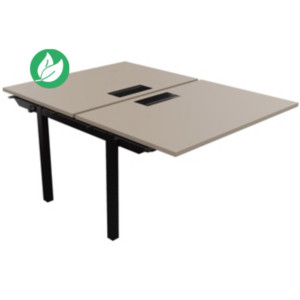 Bureau droit partagé 2 postes Burocolor avec trappe d'accès - Suivant - L.120 x P.163 cm - Plateau Argile - Pieds Noir Bureau droit partagé 2 postes Burocolor avec trappe d'accès - Suivant - L.120 x P.163 cm - Plateau Argile - Pieds Noir