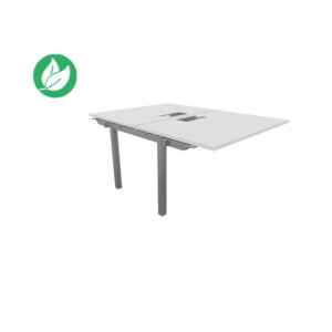 Bureau droit partagé 2 postes Burocolor avec trappe d'accès - Suivant - L.120 x P.163 cm - Plateau Blanc - Pieds Aluminium Bureau droit partagé 2 postes Burocolor avec trappe d'accès - Suivant - L.120 x P.163 cm - Plateau Blanc - Pieds Aluminium