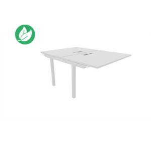 Bureau droit partagé 2 postes Burocolor avec trappe d'accès - Suivant - L.120 x P.163 cm - Plateau Blanc - Pieds Blanc Bureau droit partagé 2 postes Burocolor avec trappe d'accès - Suivant - L.120 x P.163 cm - Plateau Blanc - Pieds Blanc