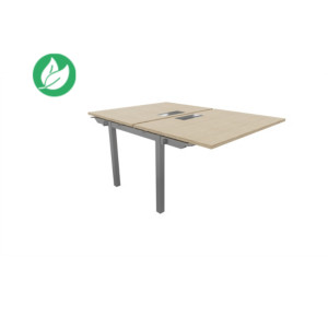 Bureau droit partagé 2 postes Burocolor avec trappe d'accès - Suivant - L.120 x P.163 cm - Plateau Chêne Nebraska - Pieds Aluminium Bureau droit partagé 2 postes Burocolor avec trappe d'accès - Suivant - L.120 x P.163 cm - Plateau Chêne Nebraska - Pieds Aluminium
