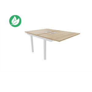 Bureau droit partagé 2 postes Burocolor avec trappe d'accès - Suivant - L.120 x P.163 cm - Plateau Chêne Nebraska - Pieds Blanc Bureau droit partagé 2 postes Burocolor avec trappe d'accès - Suivant - L.120 x P.163 cm - Plateau Chêne Nebraska - Pieds Blanc
