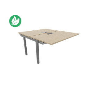Bureau droit partagé 2 postes Burocolor avec trappe d'accès - Suivant - L.120 x P.163 cm - Plateau Chêne - Pieds Aluminium Bureau droit partagé 2 postes Burocolor avec trappe d'accès - Suivant - L.120 x P.163 cm - Plateau Chêne - Pieds Aluminium