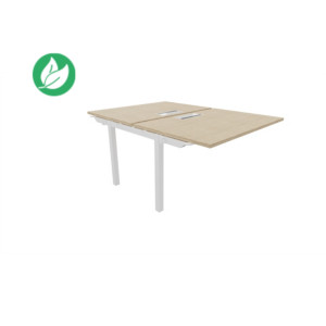 Bureau droit partagé 2 postes Burocolor avec trappe d'accès - Suivant - L.120 x P.163 cm - Plateau Chêne - Pieds Blanc Bureau droit partagé 2 postes Burocolor avec trappe d'accès - Suivant - L.120 x P.163 cm - Plateau Chêne - Pieds Blanc