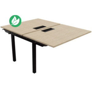 Bureau droit partagé 2 postes Burocolor avec trappe d'accès - Suivant - L.120 x P.163 cm - Plateau Chêne - Pieds Noir Bureau droit partagé 2 postes Burocolor avec trappe d'accès - Suivant - L.120 x P.163 cm - Plateau Chêne - Pieds Noir
