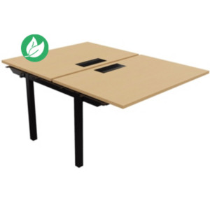 Bureau droit partagé 2 postes Burocolor avec trappe d'accès - Suivant - L.120 x P.163 cm - Plateau Hêtre - Pieds Noir Bureau droit partagé 2 postes Burocolor avec trappe d'accès - Suivant - L.120 x P.163 cm - Plateau Hêtre - Pieds Noir