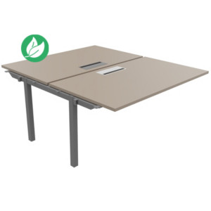 Bureau droit partagé 2 postes Burocolor avec trappe d'accès - Suivant - L.140 x P.163 cm - Plateau Argile - Pieds Aluminium Bureau droit partagé 2 postes Burocolor avec trappe d'accès - Suivant - L.140 x P.163 cm - Plateau Argile - Pieds Aluminium